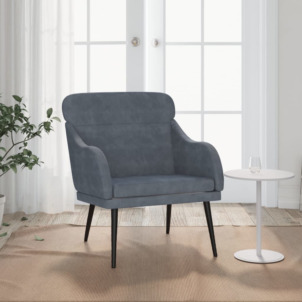 Fauteuil 63x76x80 cm fluweel donkergrijs