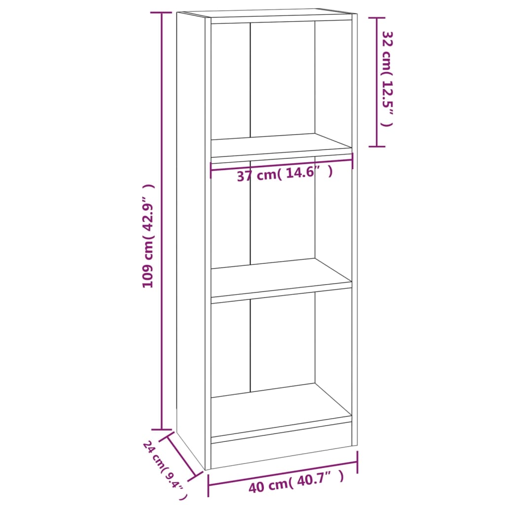 Boekenkast 40X24X109 Cm Bewerkt Hout Bruineikenkleurig