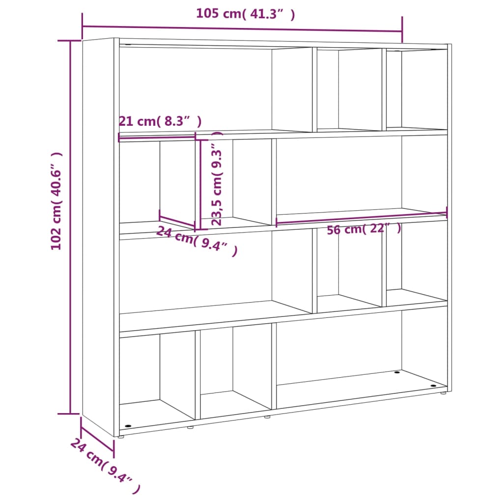 Boekenkast/Kamerscherm 105X24X102 Cm Bruineikenkleurig