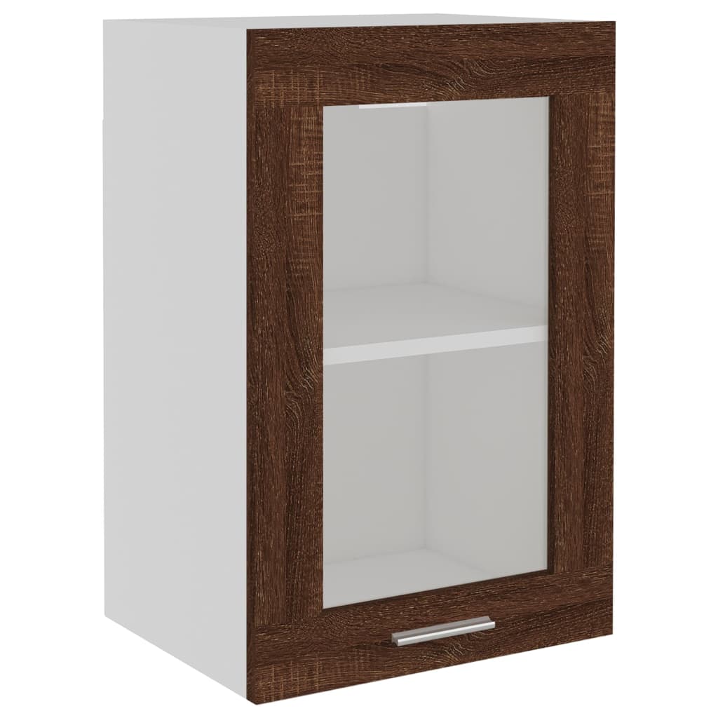 Wandkast 40X31X60 Cm Glas En Bewerkt Hout Bruineikenkleurig