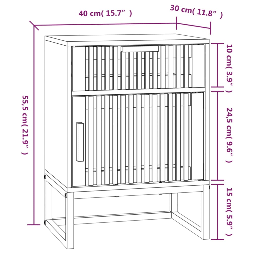 Nachtkastjes 2 St 40X30X55,5 Cm Bewerkt Hout En Ijzer Wit