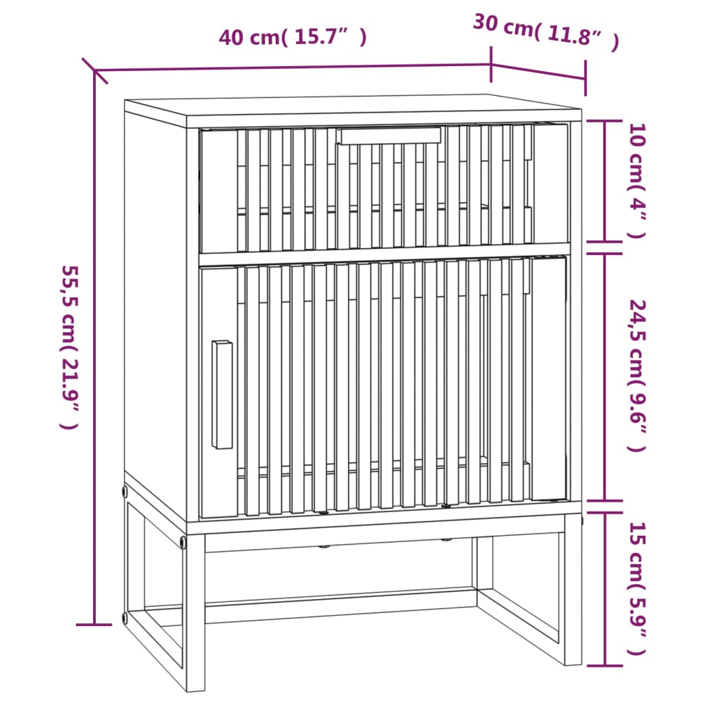 Nachtkastjes 2 St 40X30X55,5 Cm Bewerkt Hout En Ijzer Zwart