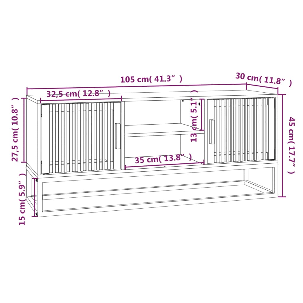 Tv-Meubel 105X30X45 Cm Bewerkt Hout En Ijzer