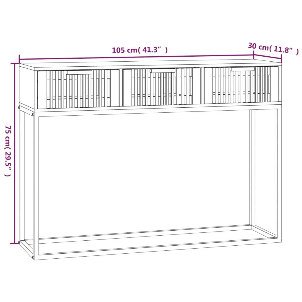 Wandtafel 105X30X75 Cm Bewerkt Hout En Ijzer