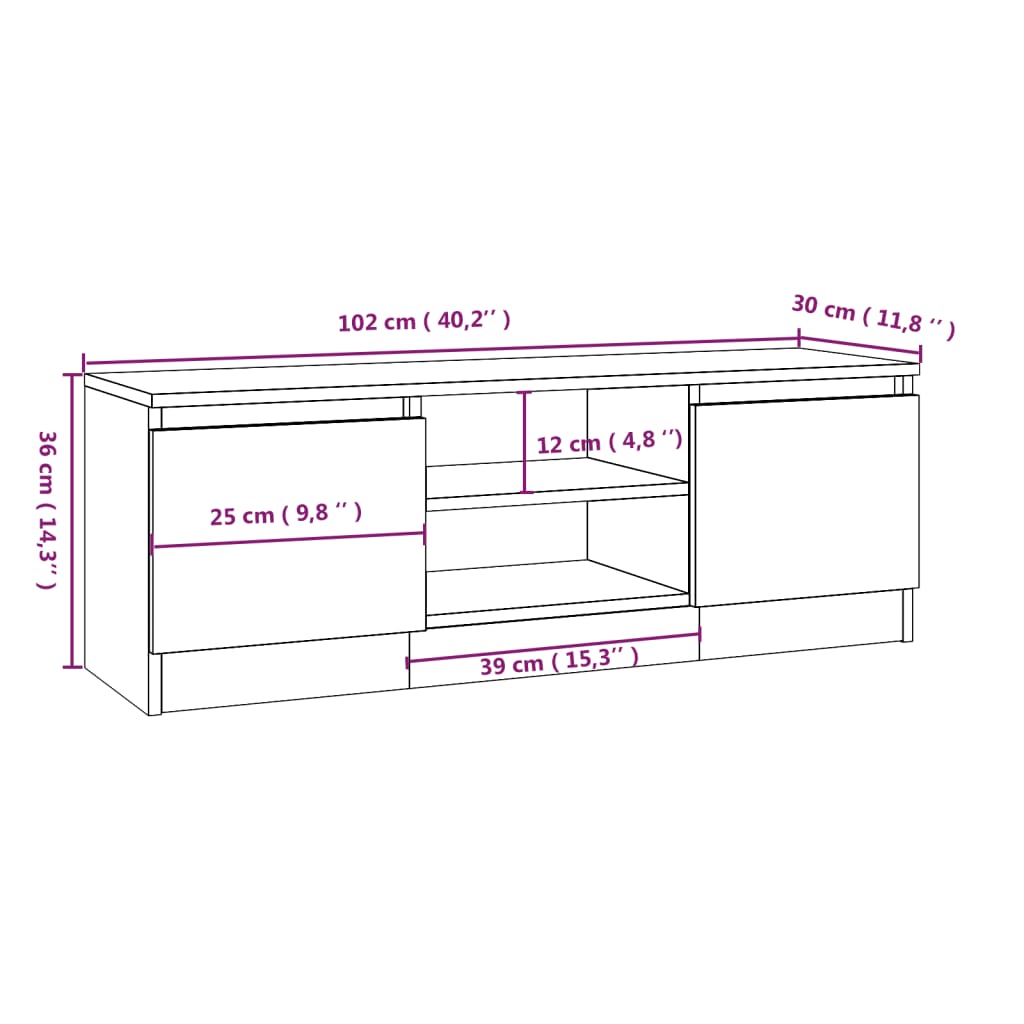 Tv-Meubel Met Deur 102X30X36 Cm Bruineikenkleurig