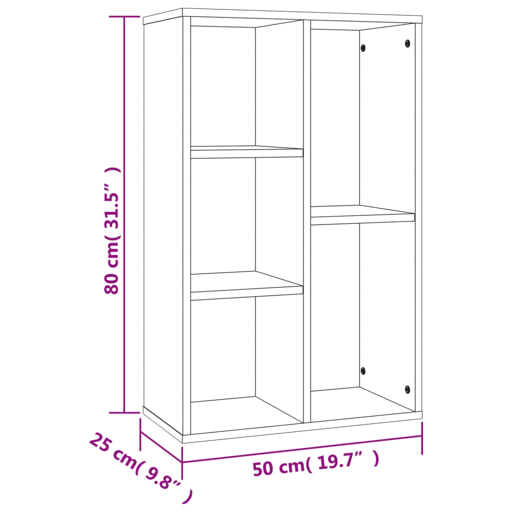 Boekenkast/Dressoir 50X25X80 Cm Bewerkt Hout Bruineikenkleurig