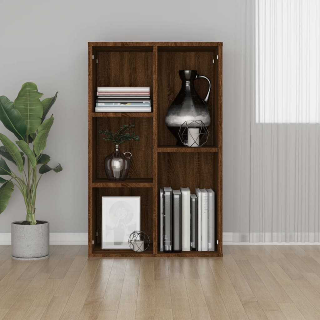 Boekenkast/Dressoir 50X25X80 Cm Bewerkt Hout Bruineikenkleurig