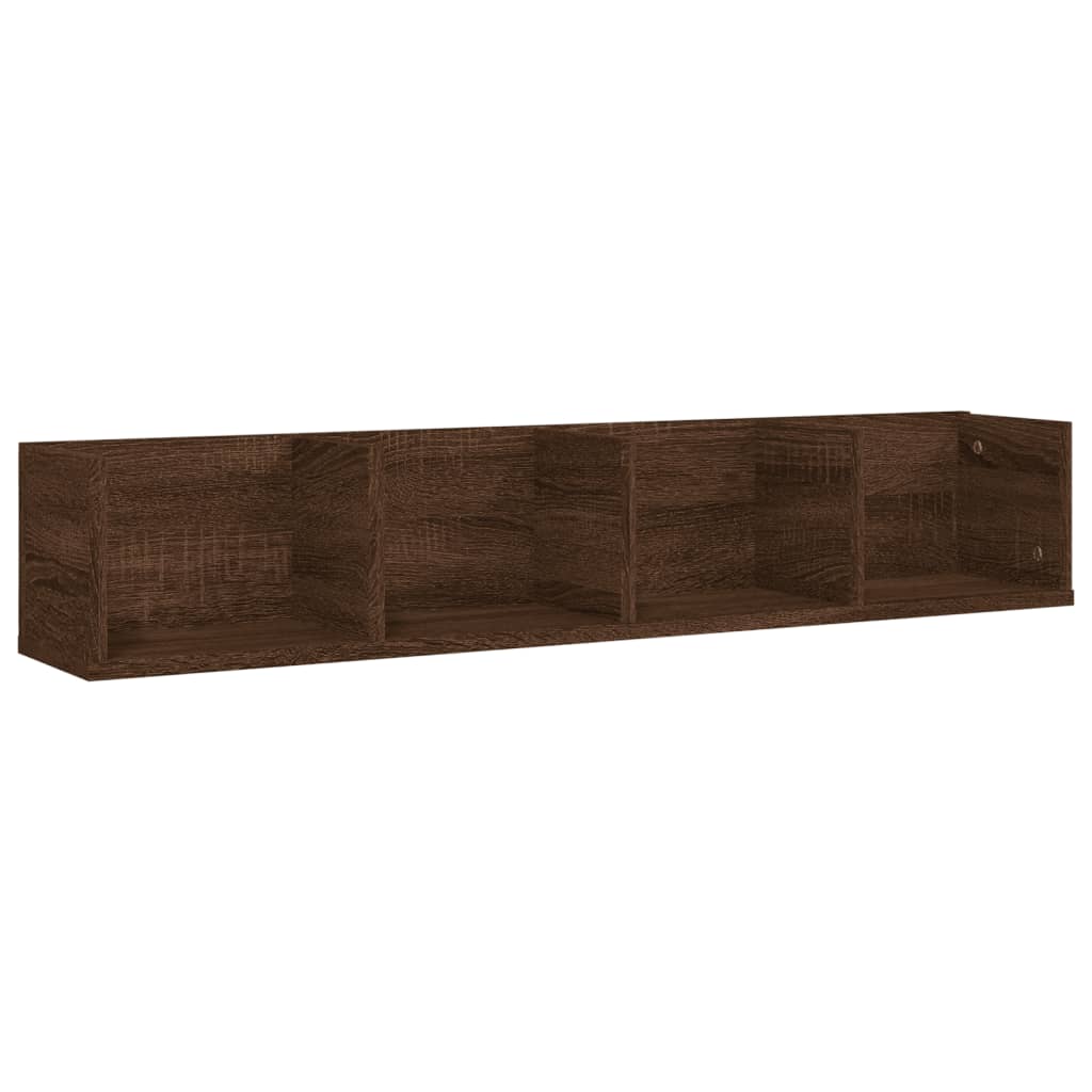 Wandschap Cd 100X18X18 Cm Bewerkt Hout Bruineikenkleurig