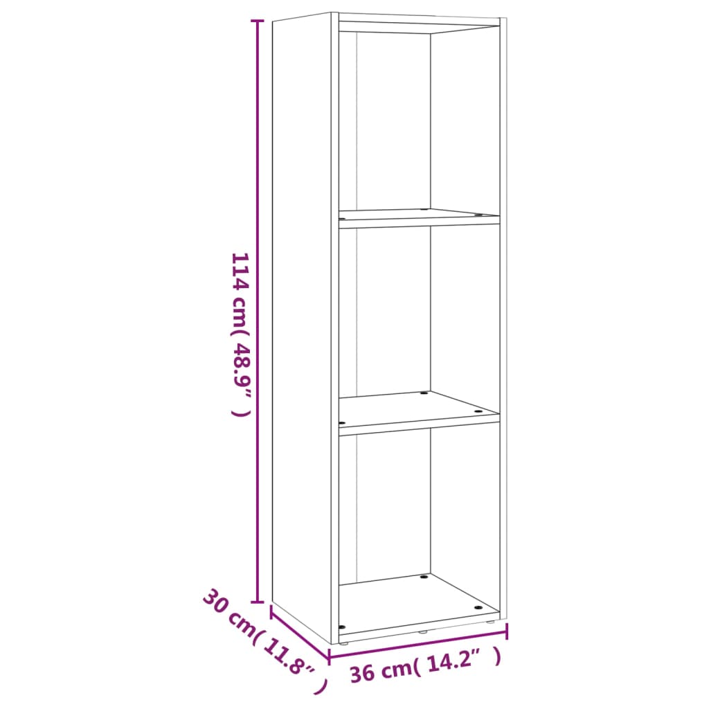 Boekenkast/Tv-Meubel 36X30X114 Cm Bruineikenkleurig