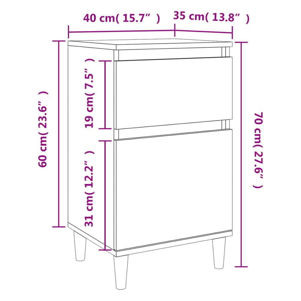 Nachtkastjes 2 St 40X35X70 Cm Bewerkt Hout Bruineikenkleurig