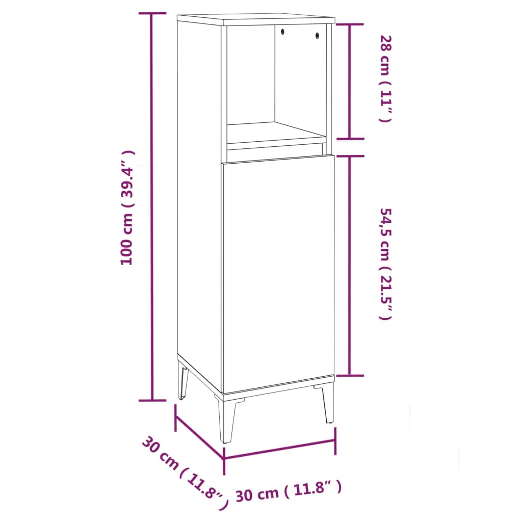 Badkamerkast 30X30X100 Cm Bewerkt Hout Bruineikenkleurig