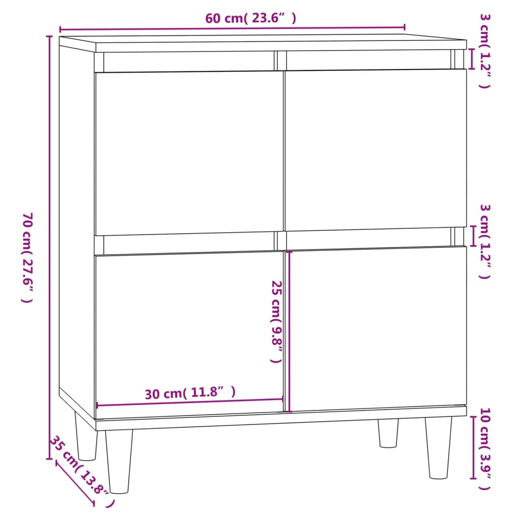 Dressoir 60X35X70 Cm Bewerkt Hout Bruineikenkleurig