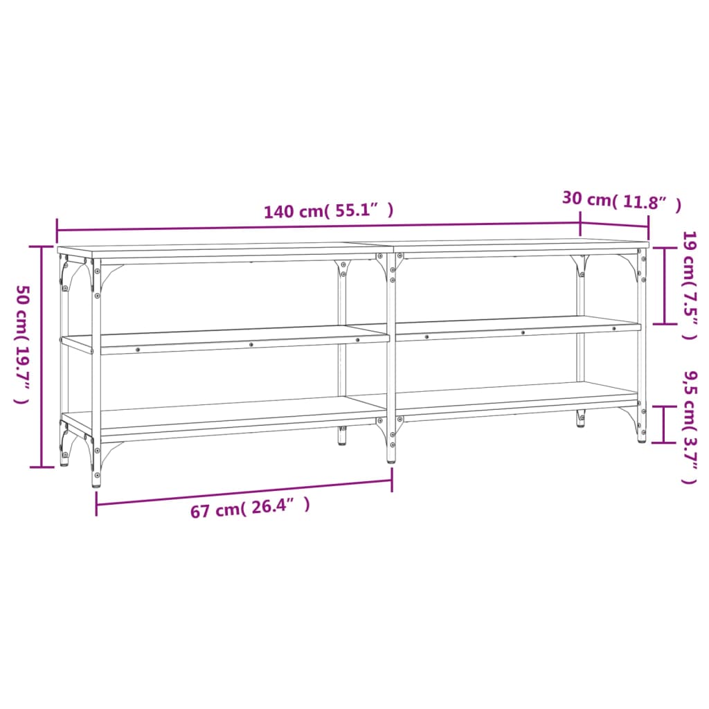 Tv-Meubel 140X30X50 Cm Bewerkt Hout Bruineikenkleurig