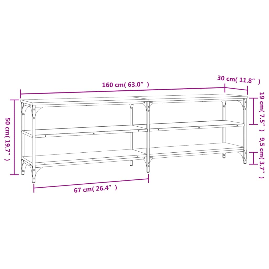 Tv-Meubel 160X30X50 Cm Bewerkt Hout Bruineikenkleurig