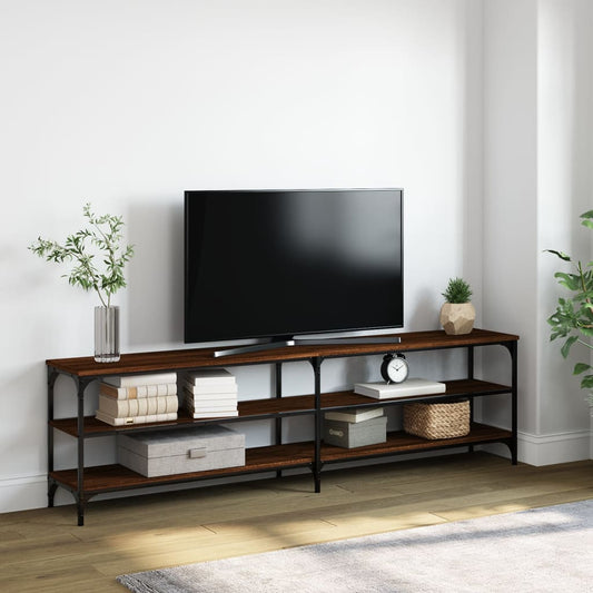 Tv-Meubel 180X30X50 Cm Bewerkt Hout Metaal Bruineikenkleurig