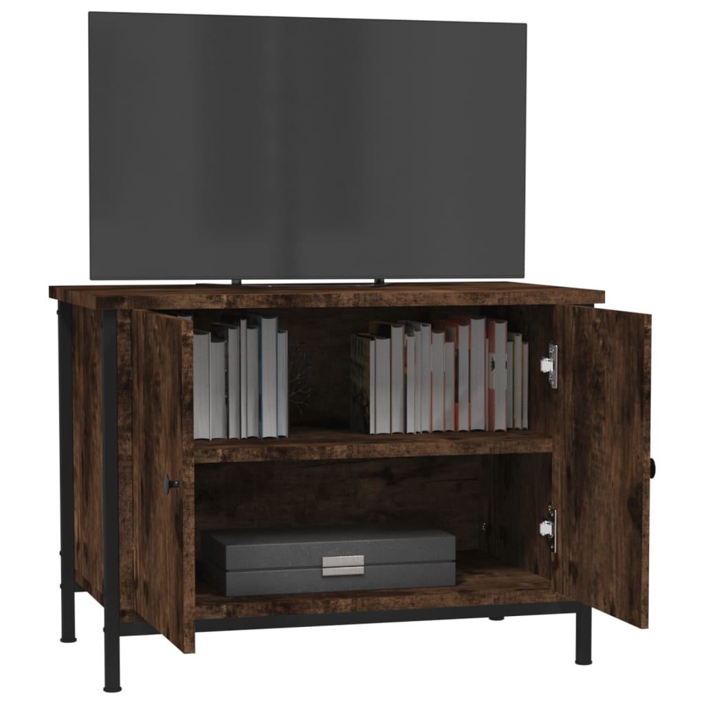 Tv-Meubel Met Deuren 60X35X45 Cm Bewerkt Hout Bruin Eiken