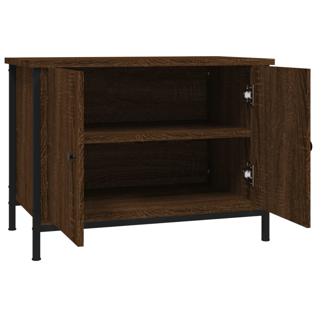 Tv-Meubel Met Deuren 60X35X45 Cm Bewerkt Hout Bruin Eiken