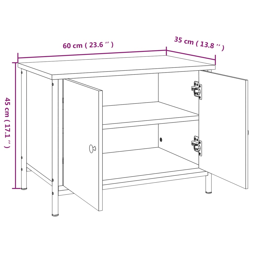 Tv-Meubel Met Deuren 60X35X45 Cm Bewerkt Hout Bruin Eiken