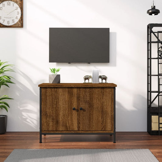 Tv-Meubel Met Deuren 60X35X45 Cm Bewerkt Hout Bruin Eiken