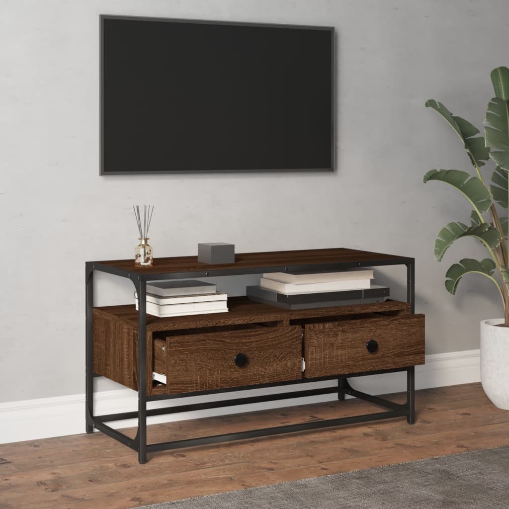 Tv-Meubel 80X35X45 Cm Bewerkt Hout Bruineikenkleurig