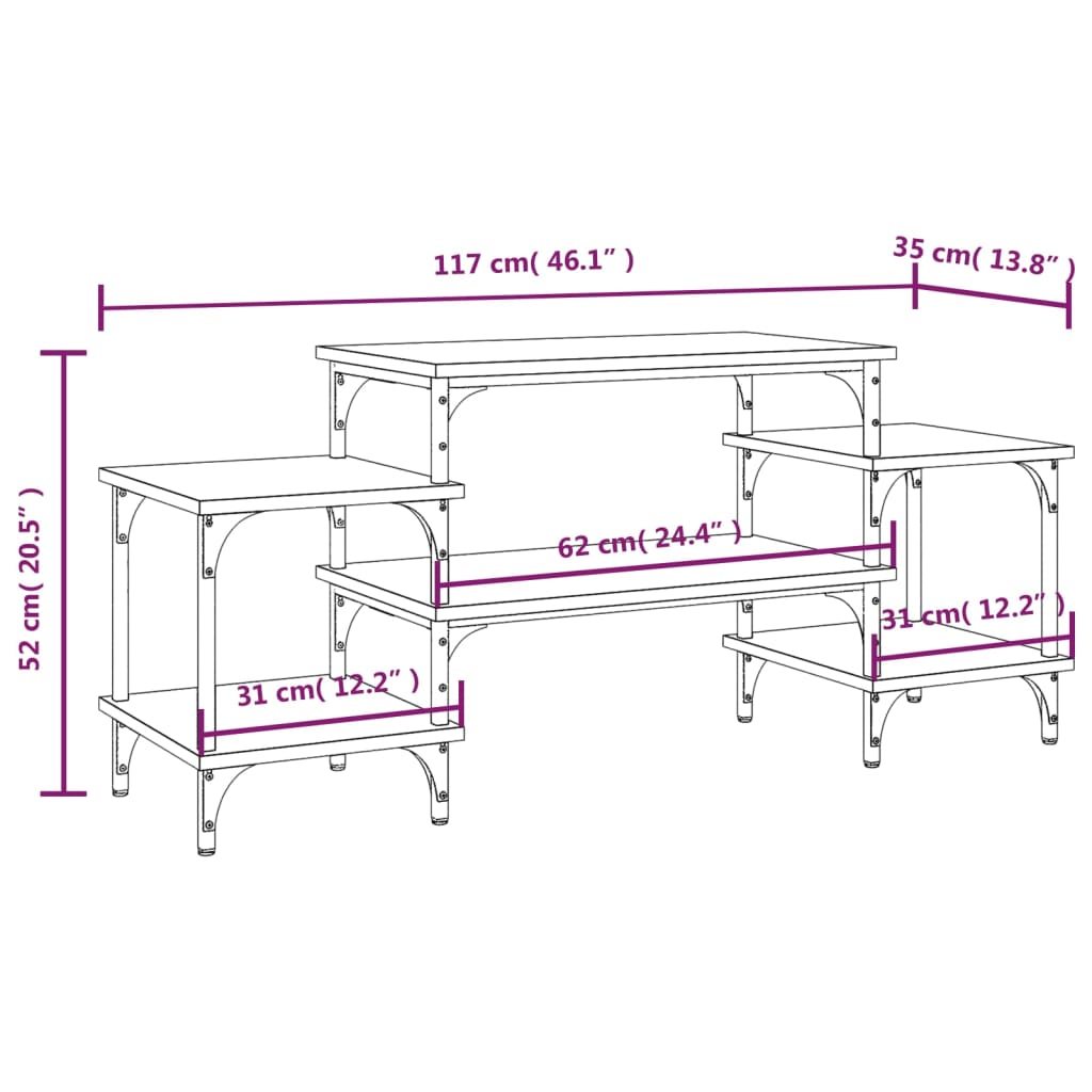 Tv-Meubel 117X35X52 Cm Bewerkt Hout Bruineikenkleurig