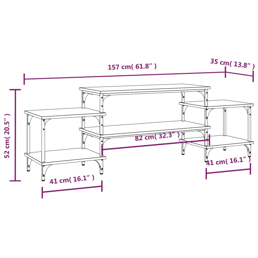 Tv-Meubel 157X35X52 Cm Bewerkt Hout Bruineikenkleurig