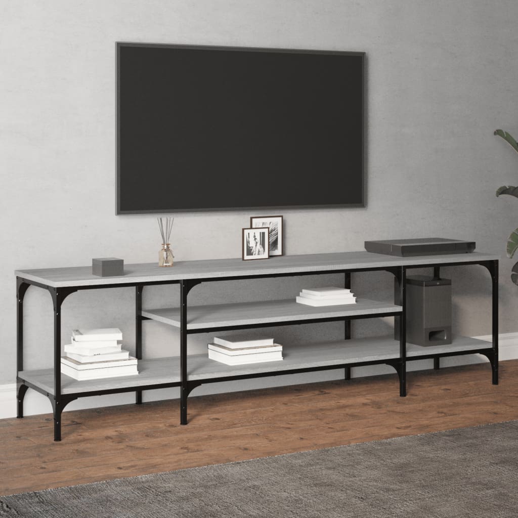 Tv-Meubel 161X35X45 Cm Bewerkt Hout En Ijzer Grijs Sonoma Eiken