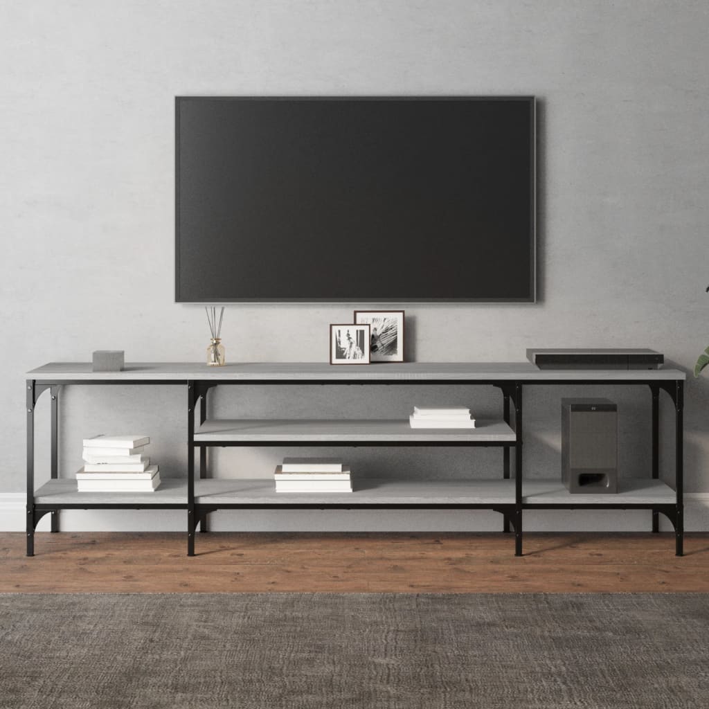 Tv-Meubel 161X35X45 Cm Bewerkt Hout En Ijzer Grijs Sonoma Eiken