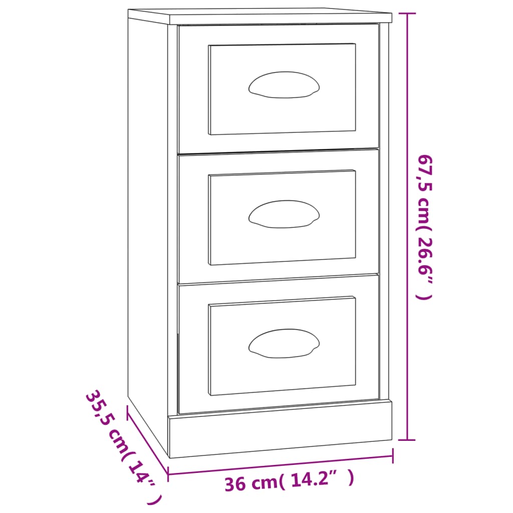 Dressoir 36X35,5X67,5 Cm Bewerkt Hout Betongrijs