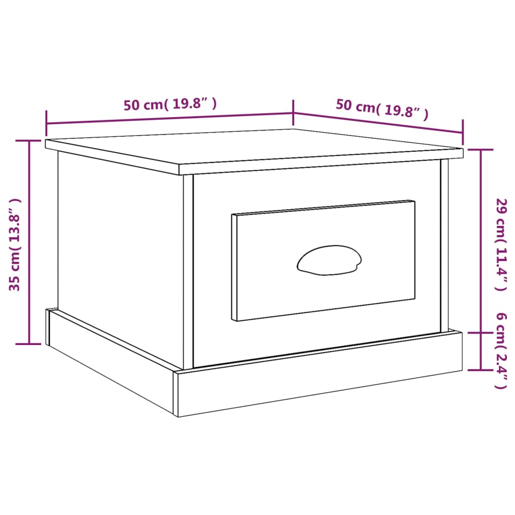 Salontafel 50X50X35 Cm Bewerkt Hout Bruineikenkleurig