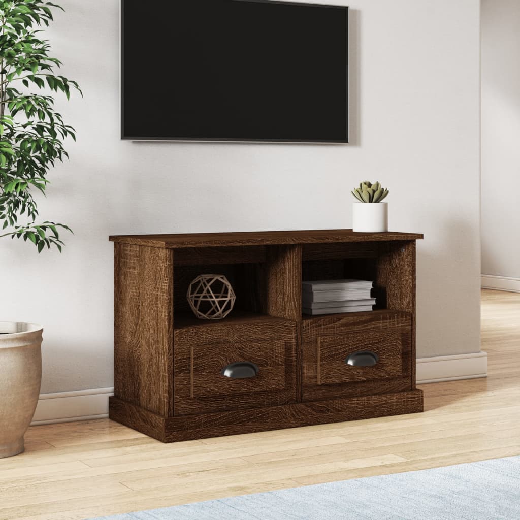 Tv-Meubel 80X35X50 Cm Bewerkt Hout Bruineikenkleurig