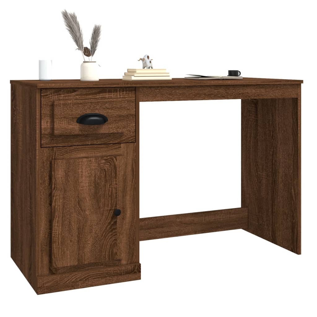 Bureau Met Lade 115X50X75 Cm Bewerkt Hout Bruineikenkleurig