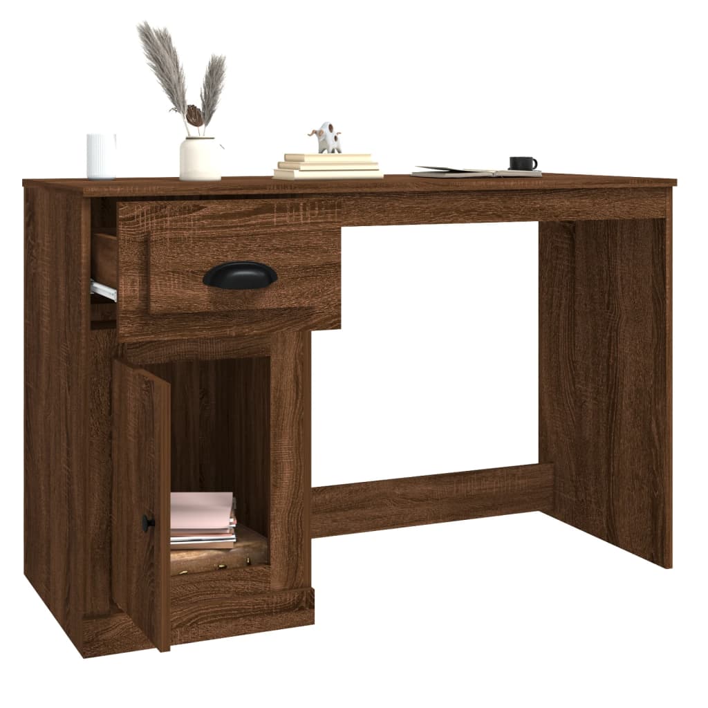 Bureau Met Lade 115X50X75 Cm Bewerkt Hout Bruineikenkleurig