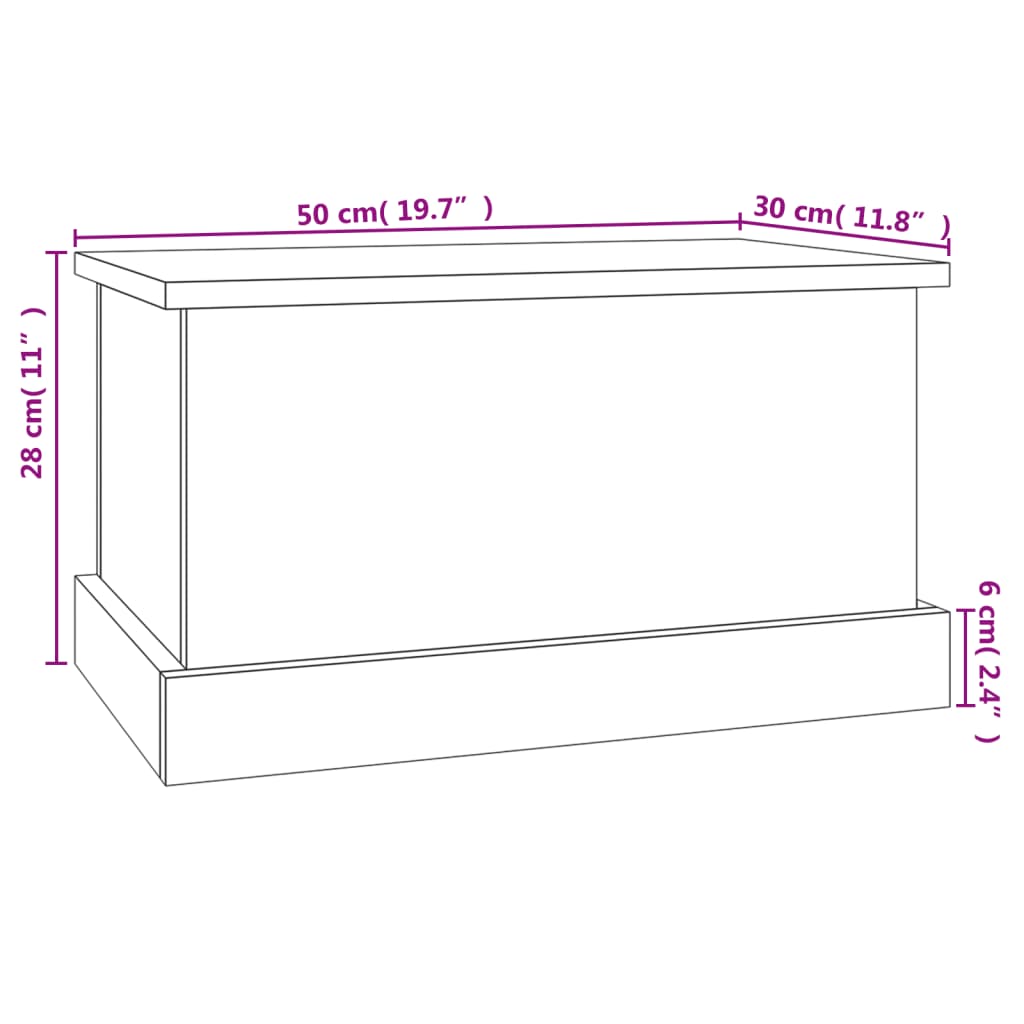 Opbergbox 50X30X28 Cm Bewerkt Hout Bruineikenkleurig