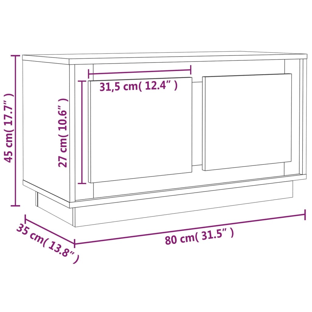 Tv-Meubel 80X35X45 Cm Bewerkt Hout Bruineikenkleurig