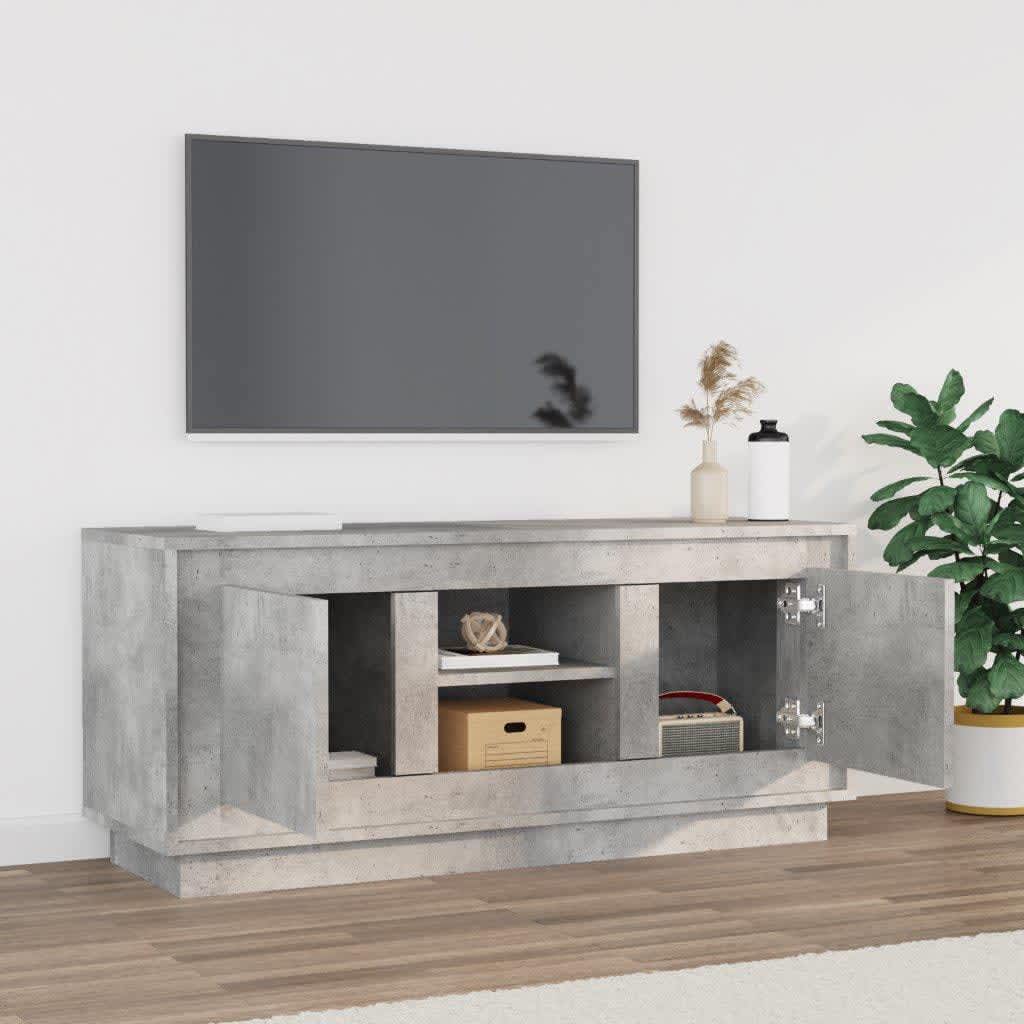 Tv-Meubel 102X35X45 Cm Bewerkt Hout Betongrijs