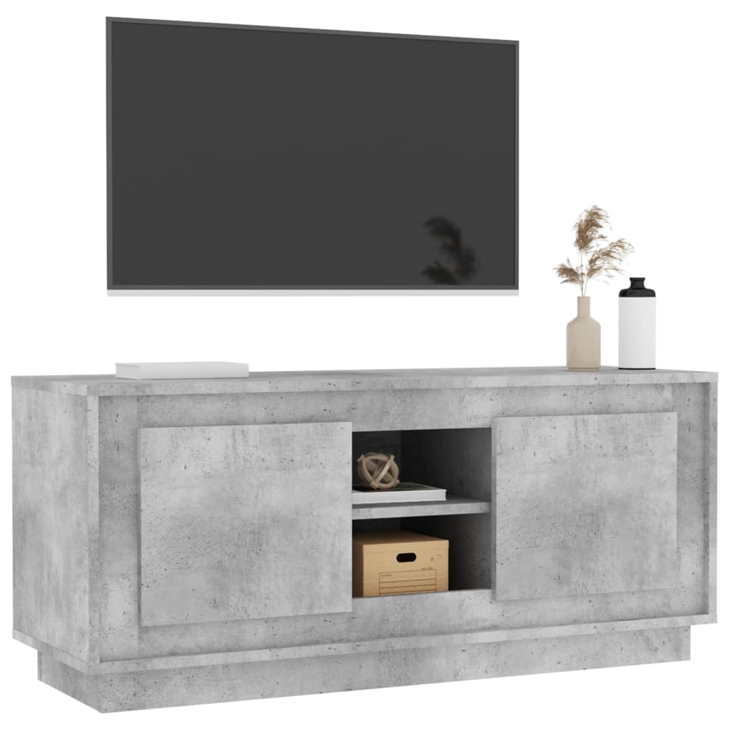 Tv-Meubel 102X35X45 Cm Bewerkt Hout Betongrijs