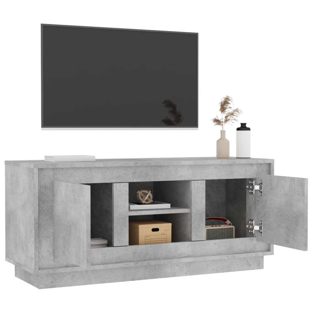 Tv-Meubel 102X35X45 Cm Bewerkt Hout Betongrijs