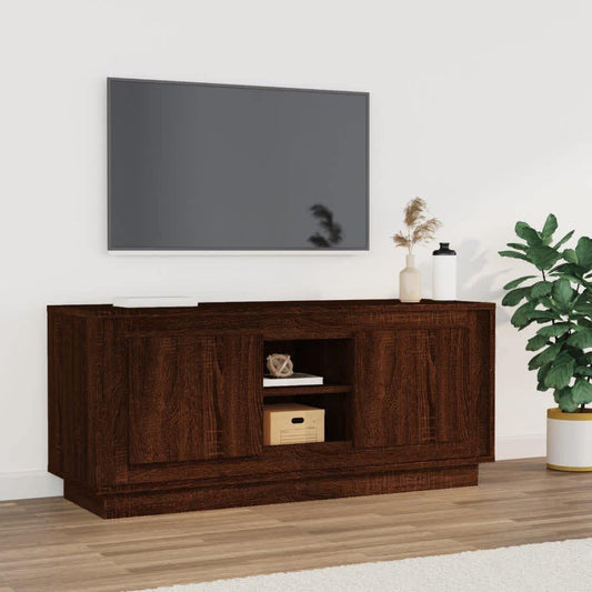 Tv-Meubel 102X35X45 Cm Bewerkt Hout Bruineikenkleurig