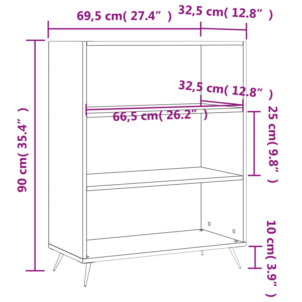 Boekenkast 69,5X32,5X90 Cm Bewerkt Hout Betongrijs 1