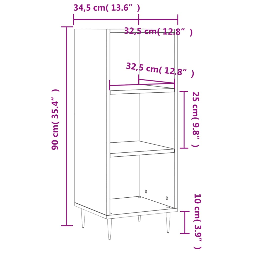 Dressoir 34,5X32,5X90 Cm Bewerkt Hout Betongrijs 1