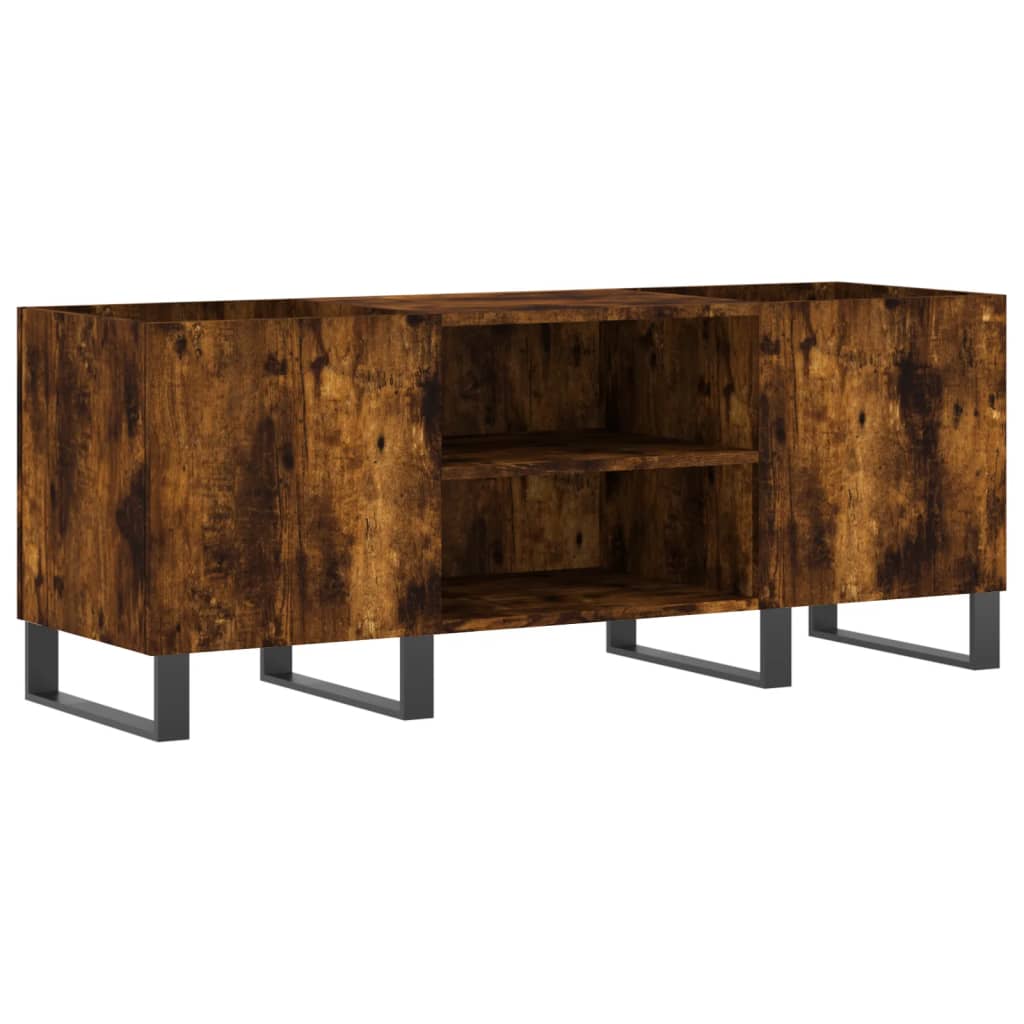 Platenkast 121x38x48 cm bewerkt hout gerookt eikenkleurig