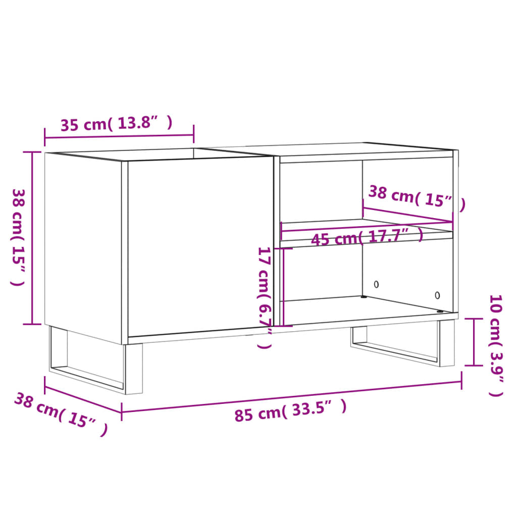 Platenkast 85x38x48 cm bewerkt hout sonoma eikenkleurig