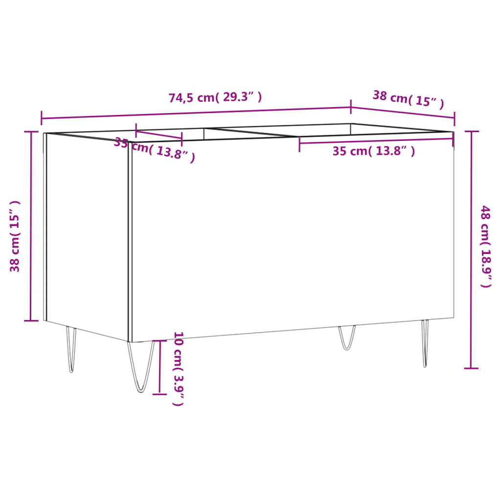 Platenkast 74,5x38x48 cm bewerkt hout sonoma eikenkleurig