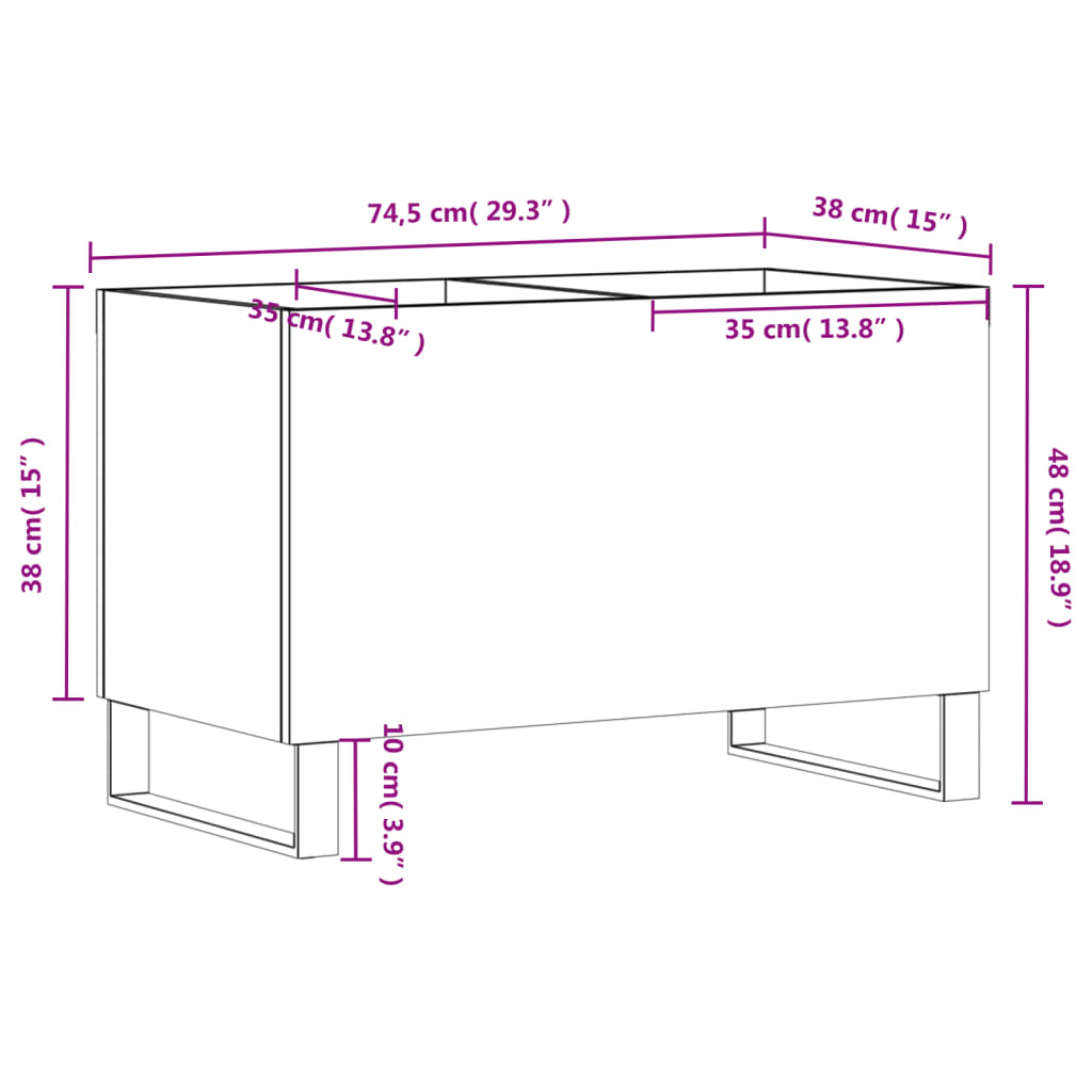 Platenkast 74,5x38x48 cm bewerkt hout sonoma eikenkleurig