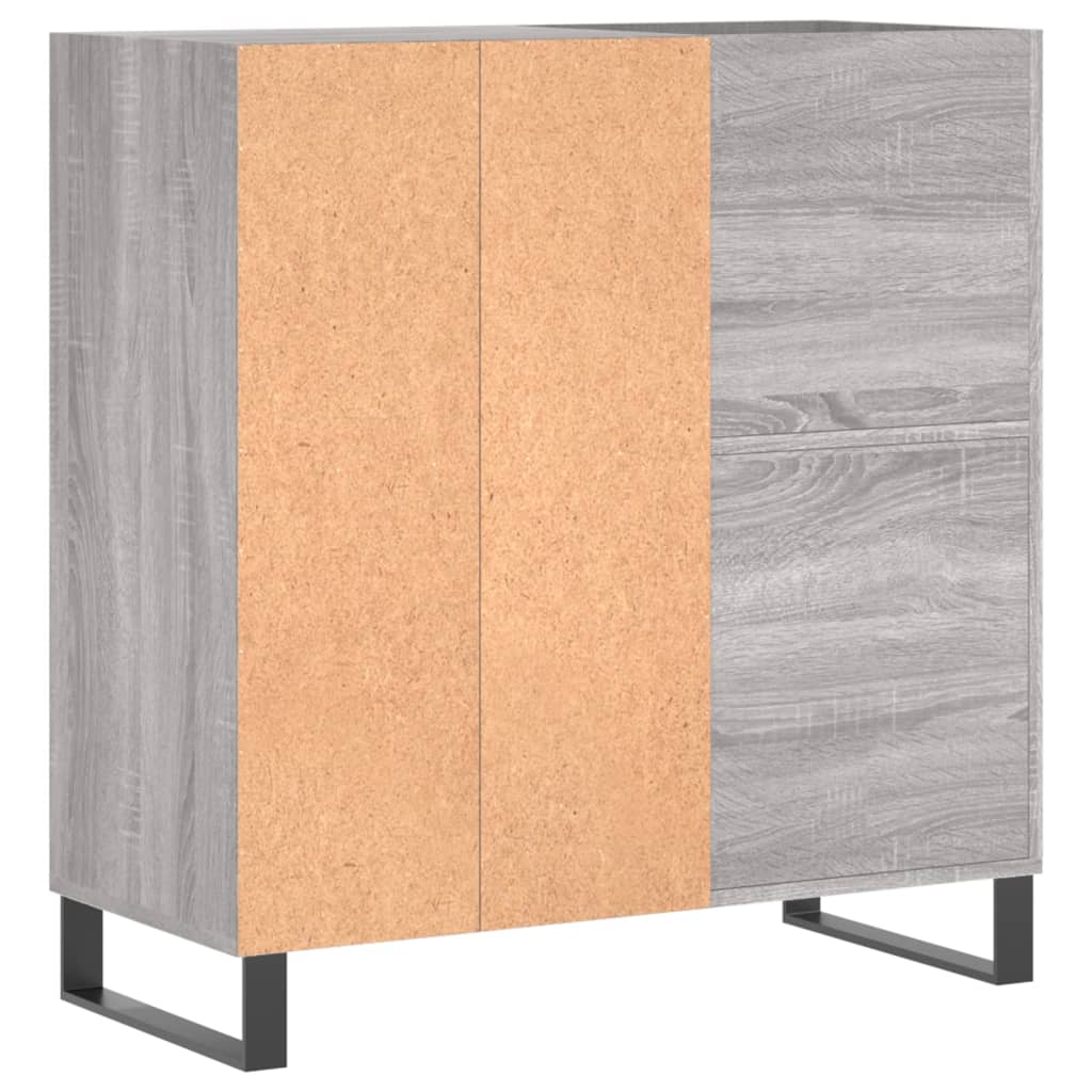 Platenkast 84,5x38x89 cm bewerkt hout grijs sonoma eikenkleurig