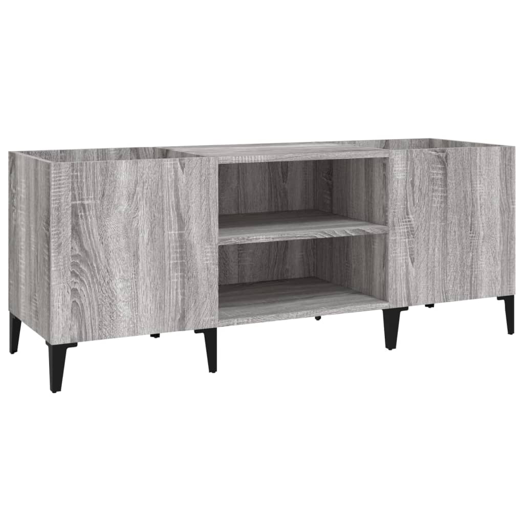 Platenkast 121x38x48 cm bewerkt hout grijs sonoma eikenkleurig