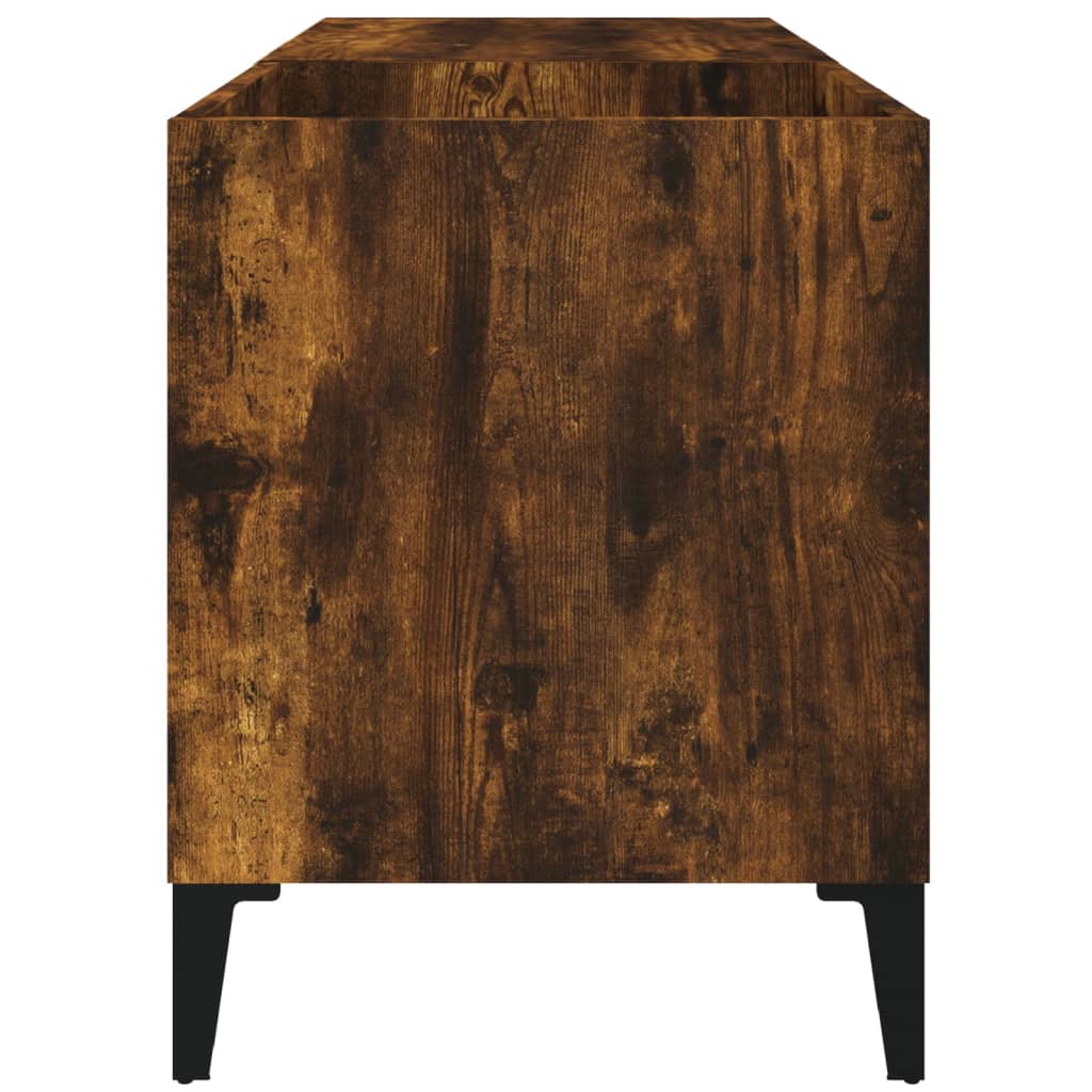 Platenkast 84,5x38x48 cm bewerkt hout gerookt eikenkleurig