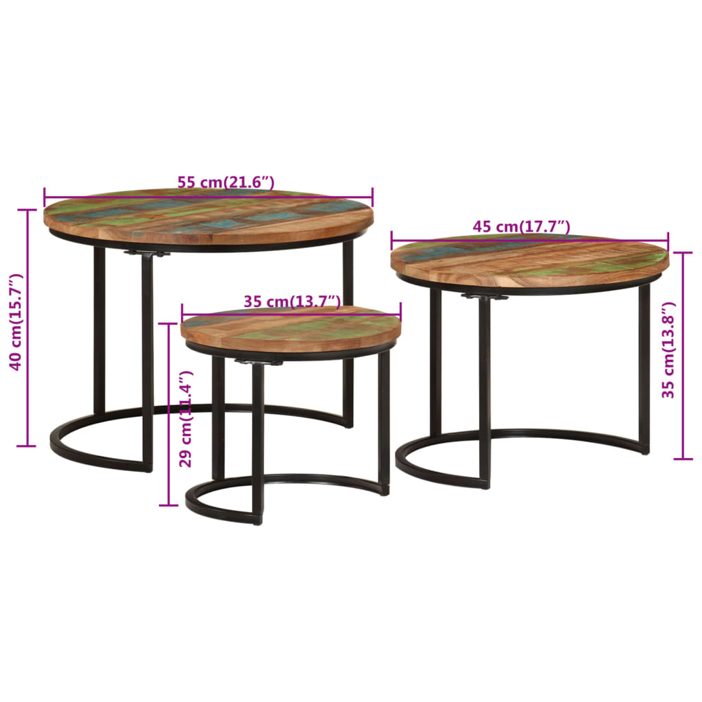 Tafeltjesset 3 St Massief Gerecycled Hout