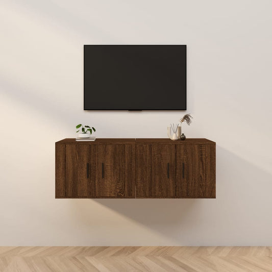 Tv-Wandmeubels 2 St 57X34,5X40 Cm Bruineikenkleurig